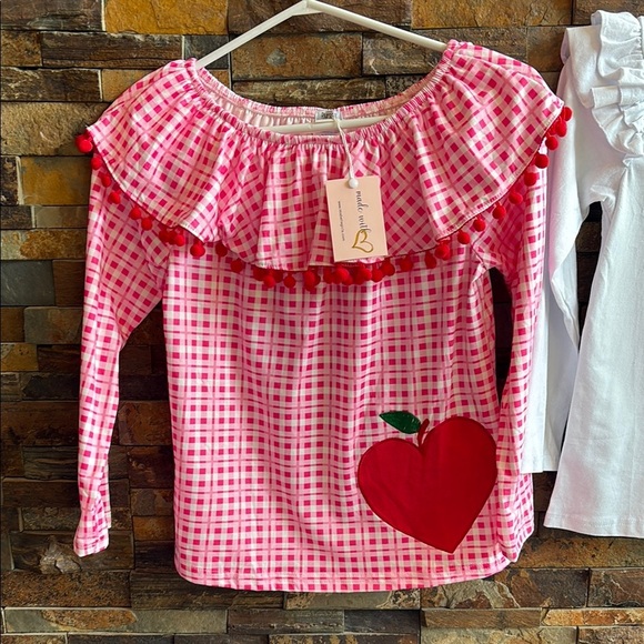 Pink Red and White Kids Tops Set Mia Belle Girls - Picture 2 of 6